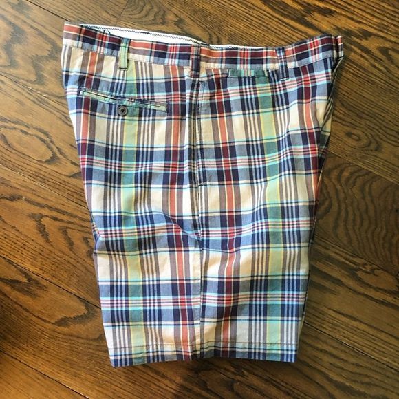 LANDS END Mens Plaid Flat Front Shorts Sz 36 - Picture 5 of 6